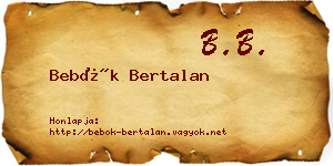 Bebők Bertalan névjegykártya